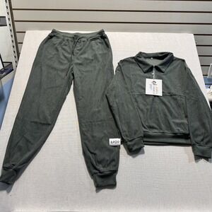 Cherfly Ribbed Lounge Set Women Sz L Gray New With Tags